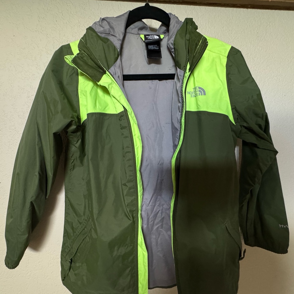 The North Face Green and Gray Rain Jacket